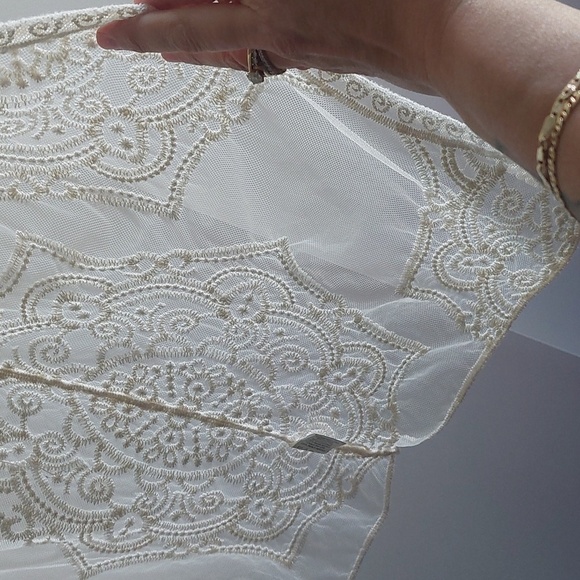 Floral Crochet Open Front Ivroy Kimono Knee Length M/L Bohemian Festival Indie - Picture 5 of 7